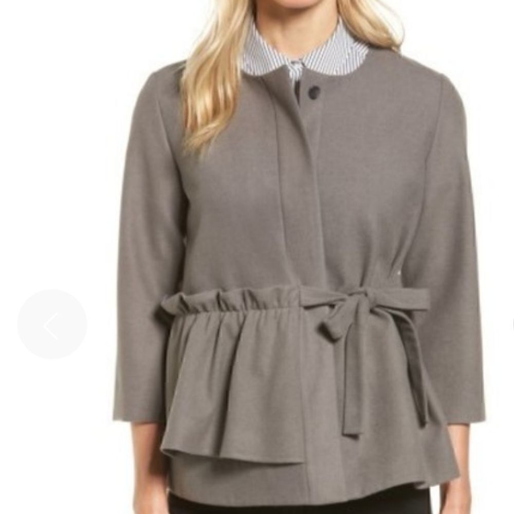 Halogen Gray Soft Asymetric Ruffle Jacket